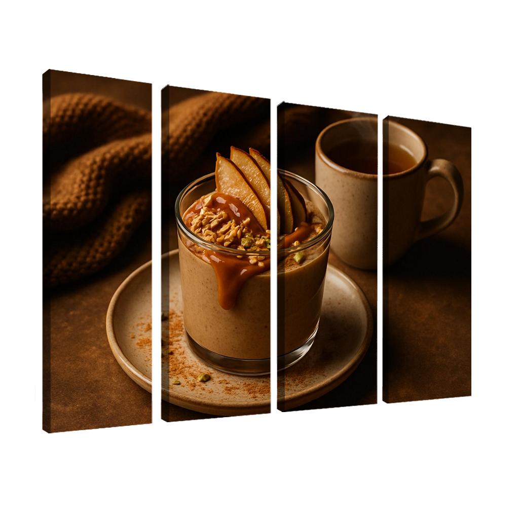 Toasted Coconut Chai Pudding With Date Caramel And Roasted Pear wall decor