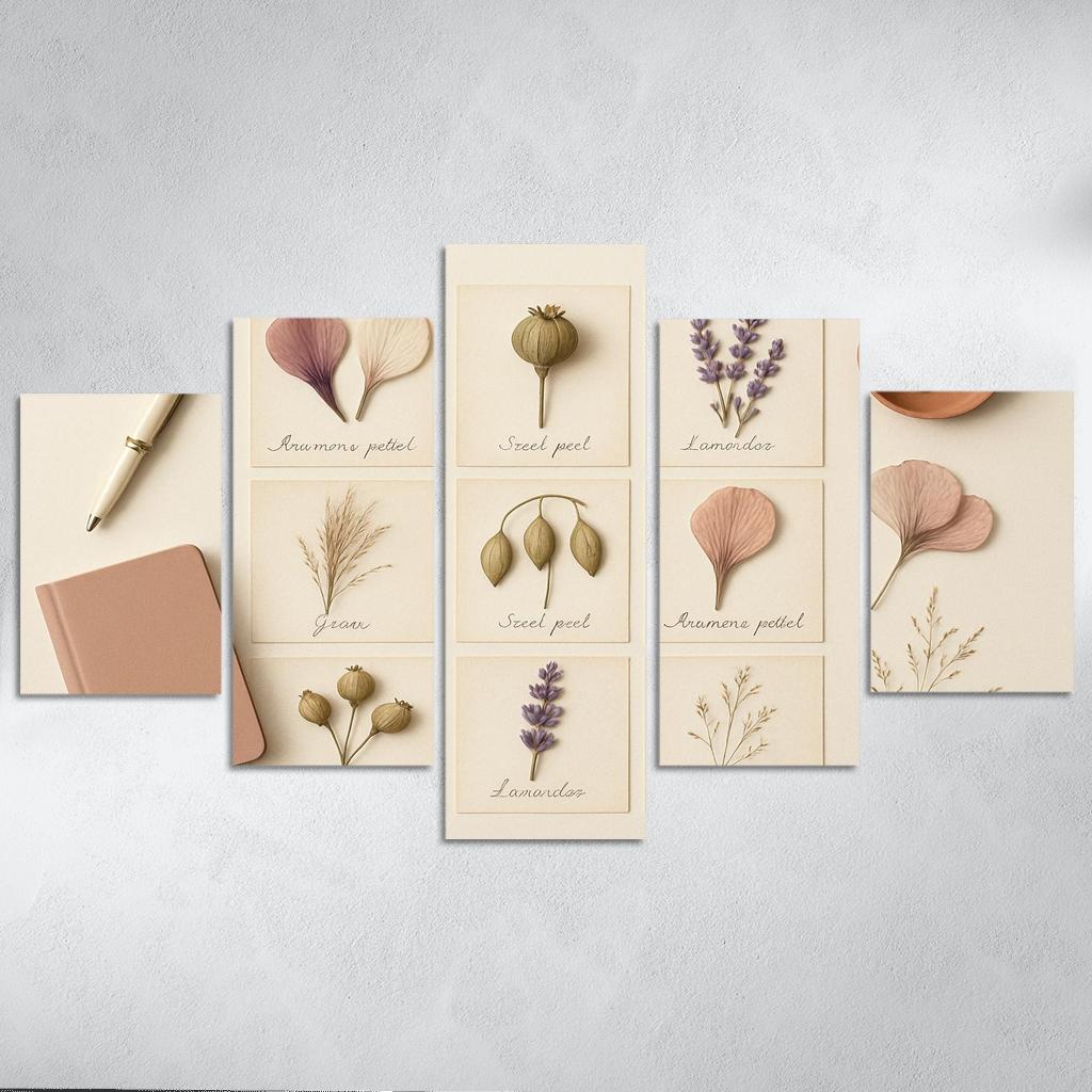 Pressed Flower Herbarium Mosaic framed paintings