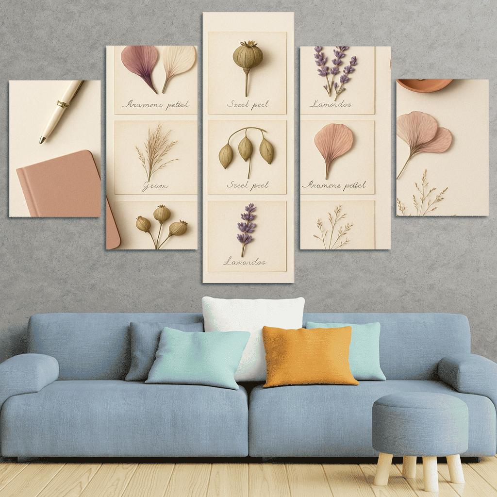 Pressed Flower Herbarium Mosaic framed paintings