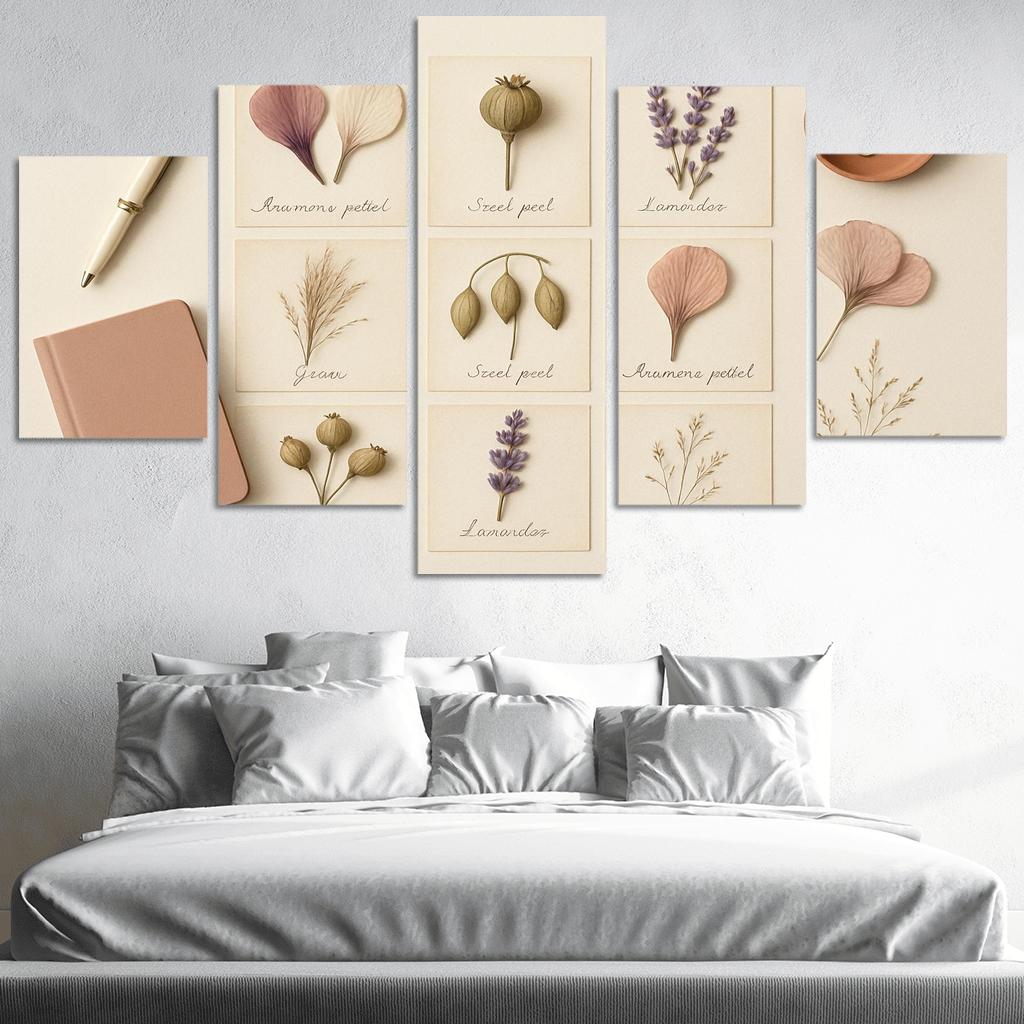 Pressed Flower Herbarium Mosaic framed paintings