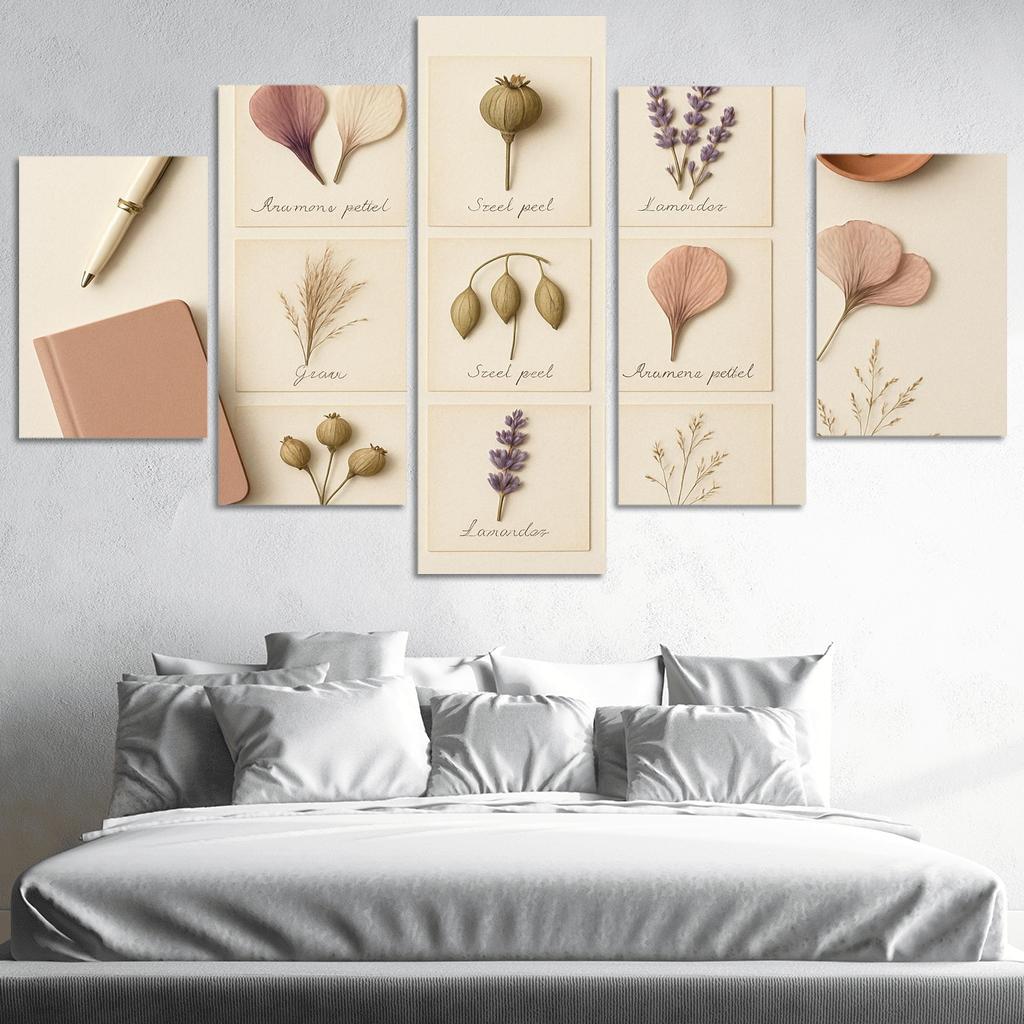 Pressed Flower Herbarium Mosaic framed paintings