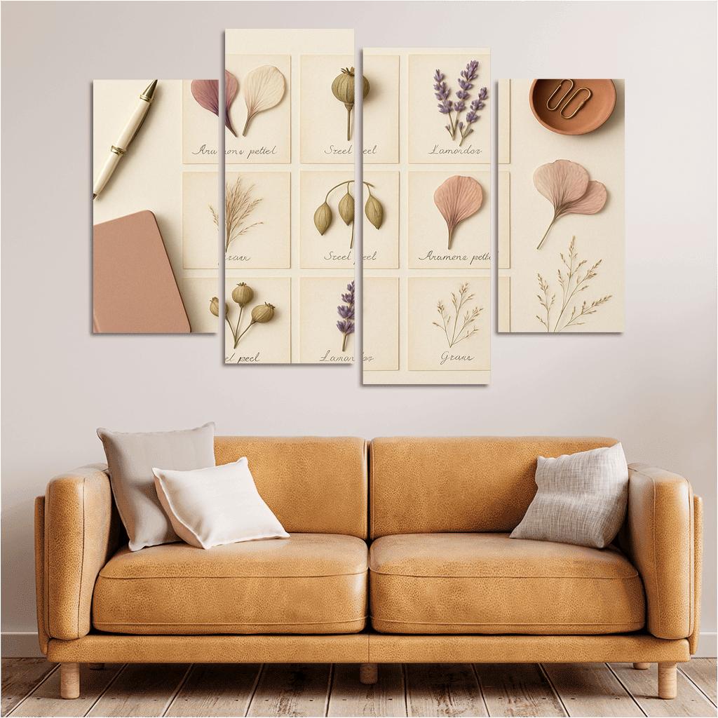 Pressed Flower Herbarium Mosaic framed paintings