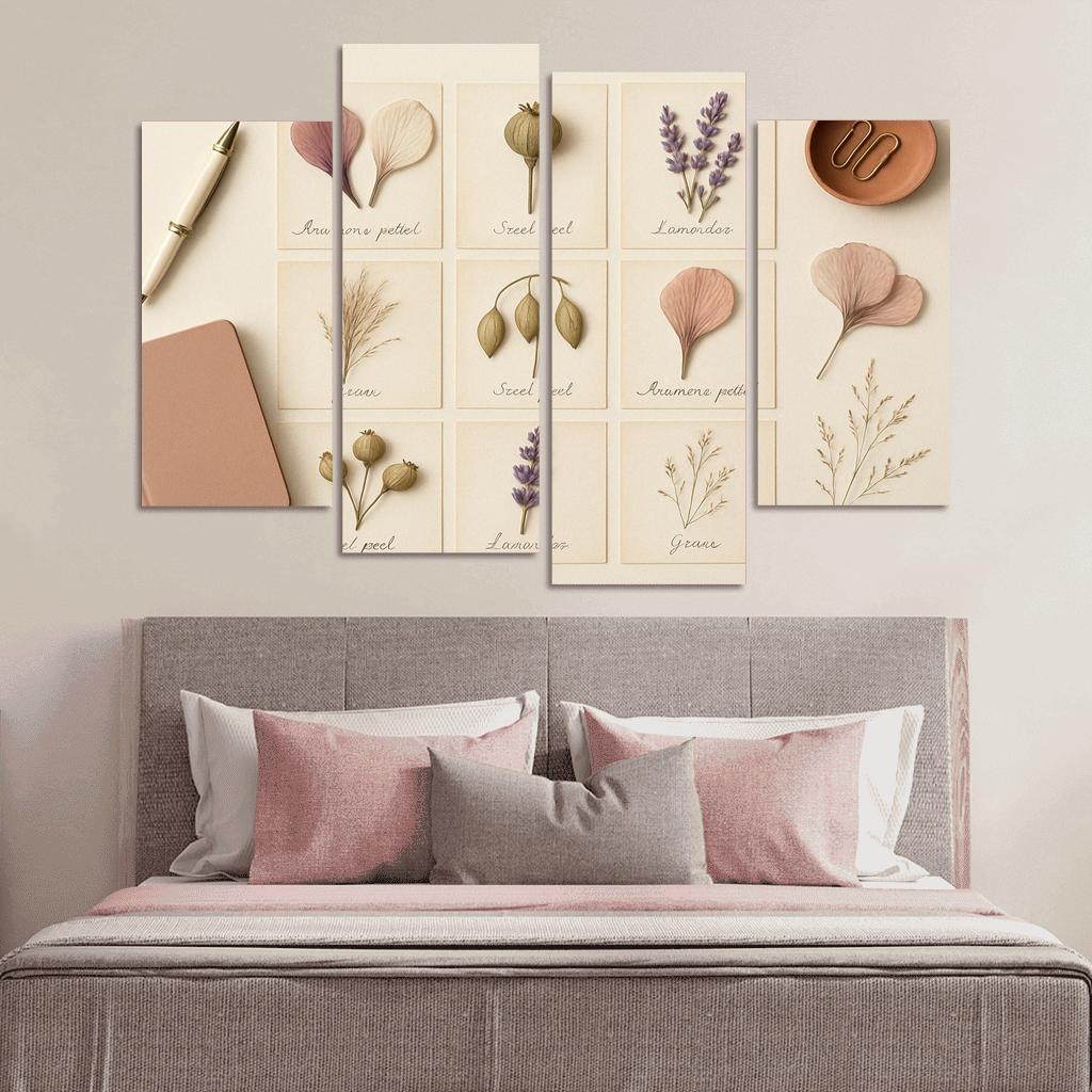 Pressed Flower Herbarium Mosaic framed paintings