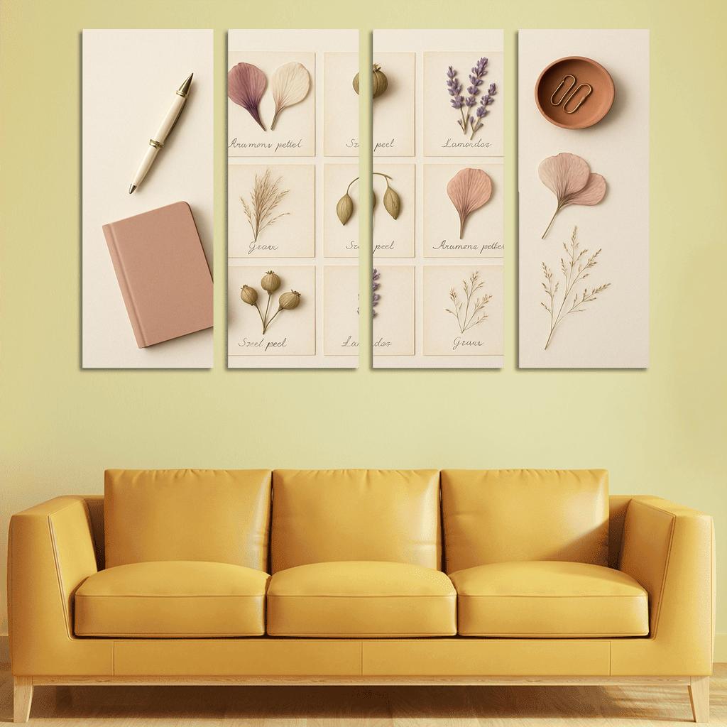 Pressed Flower Herbarium Mosaic framed paintings