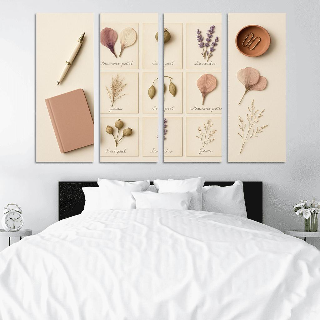 Pressed Flower Herbarium Mosaic framed paintings