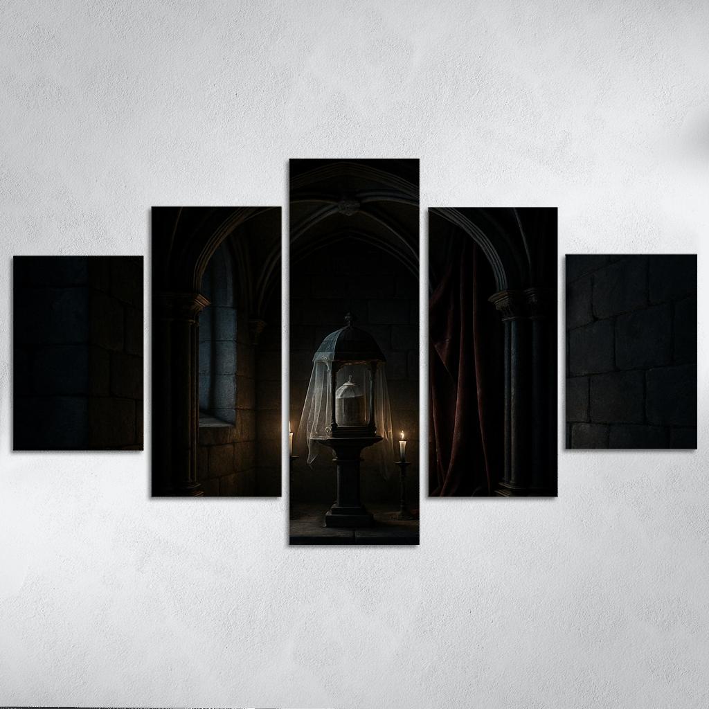 Veiled Reliquary Alcove With Ribbed Vault Shadows abstract paintings frame