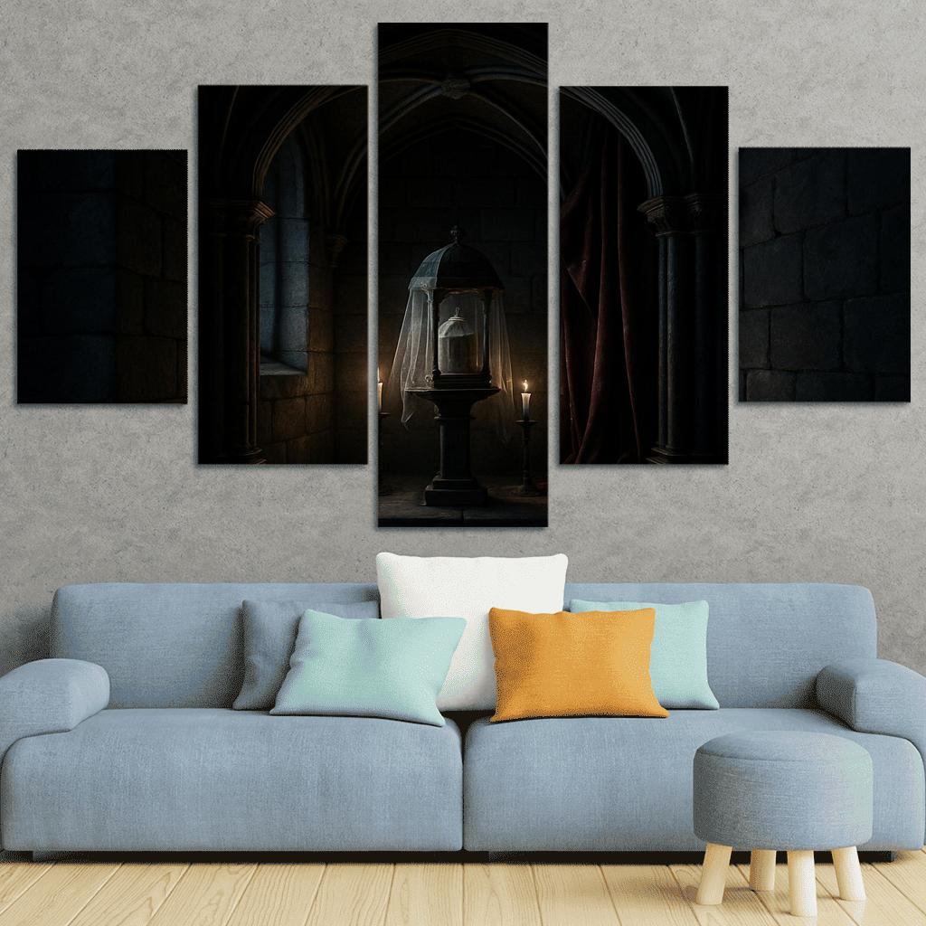 Veiled Reliquary Alcove With Ribbed Vault Shadows abstract paintings frame