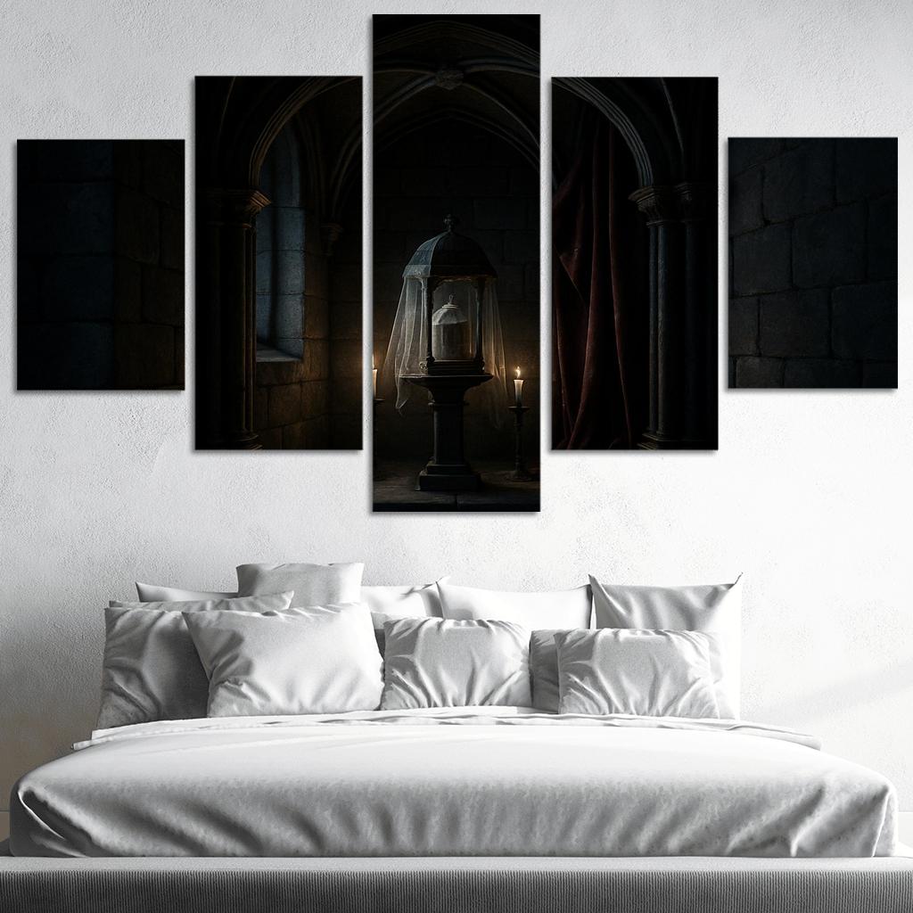 Veiled Reliquary Alcove With Ribbed Vault Shadows abstract paintings frame