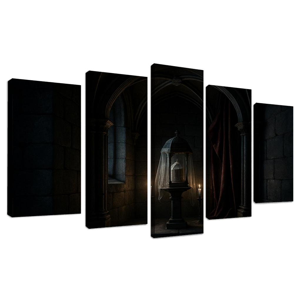 Veiled Reliquary Alcove With Ribbed Vault Shadows abstract paintings frame