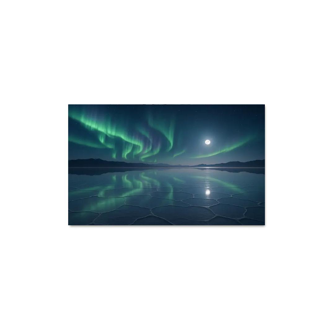 Moonlit Salt Flats Beneath A Silent Aurora canvas paintings frame
