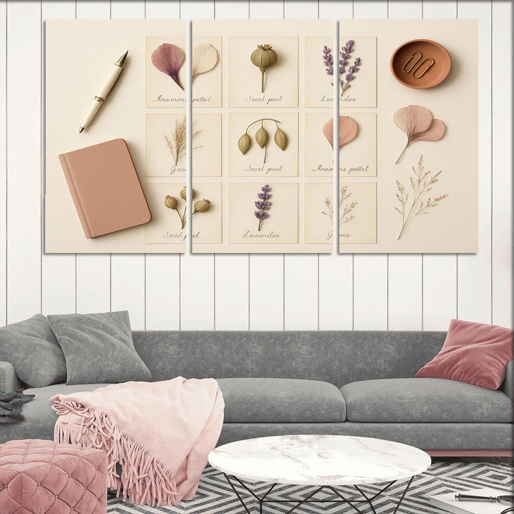 Pressed Flower Herbarium Mosaic framed paintings