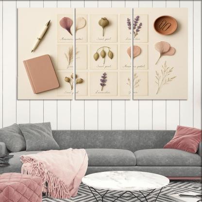 Pressed Flower Herbarium Mosaic framed paintings