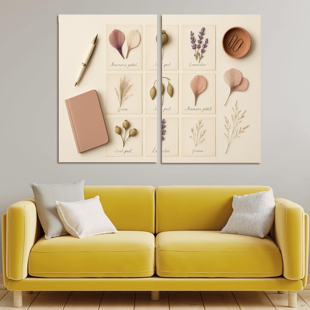 Pressed Flower Herbarium Mosaic framed paintings