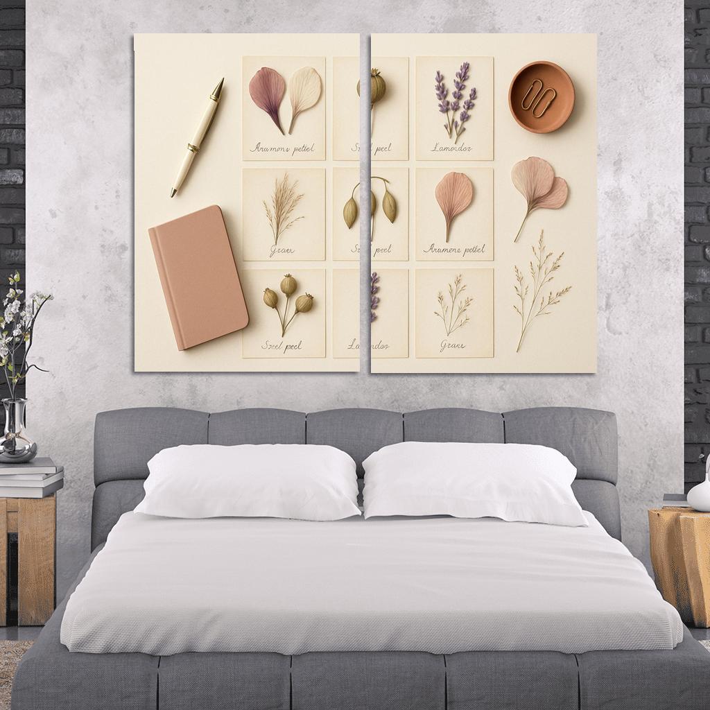 Pressed Flower Herbarium Mosaic framed paintings