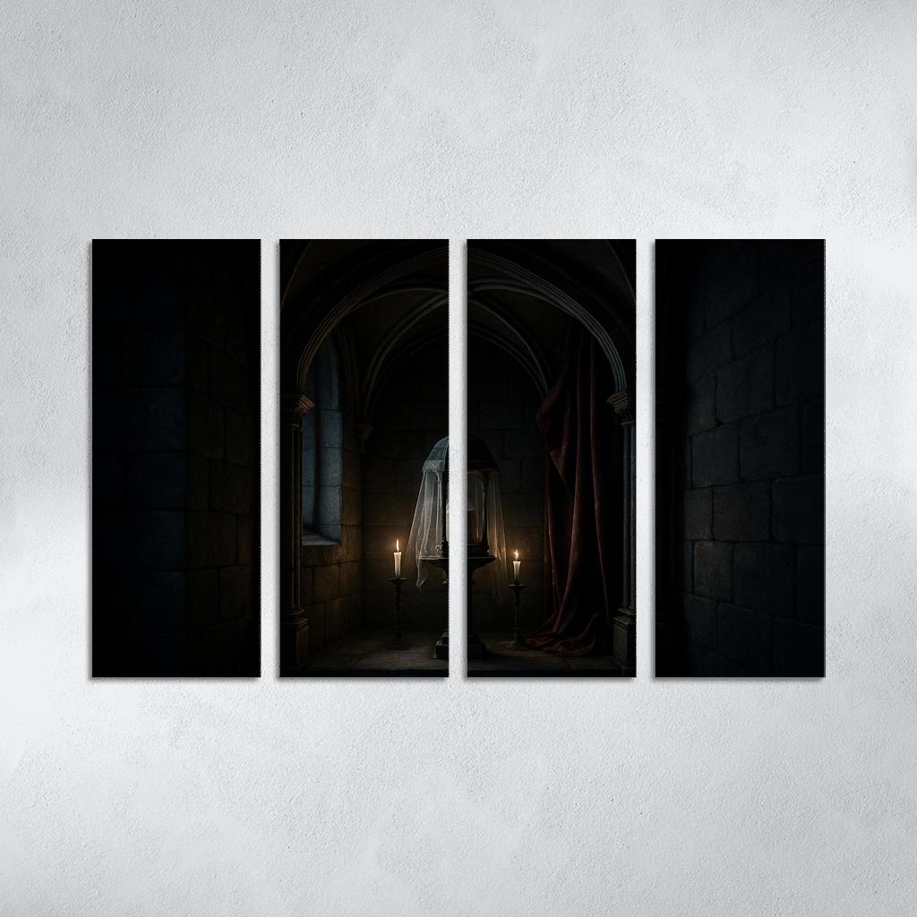 Veiled Reliquary Alcove With Ribbed Vault Shadows abstract paintings frame