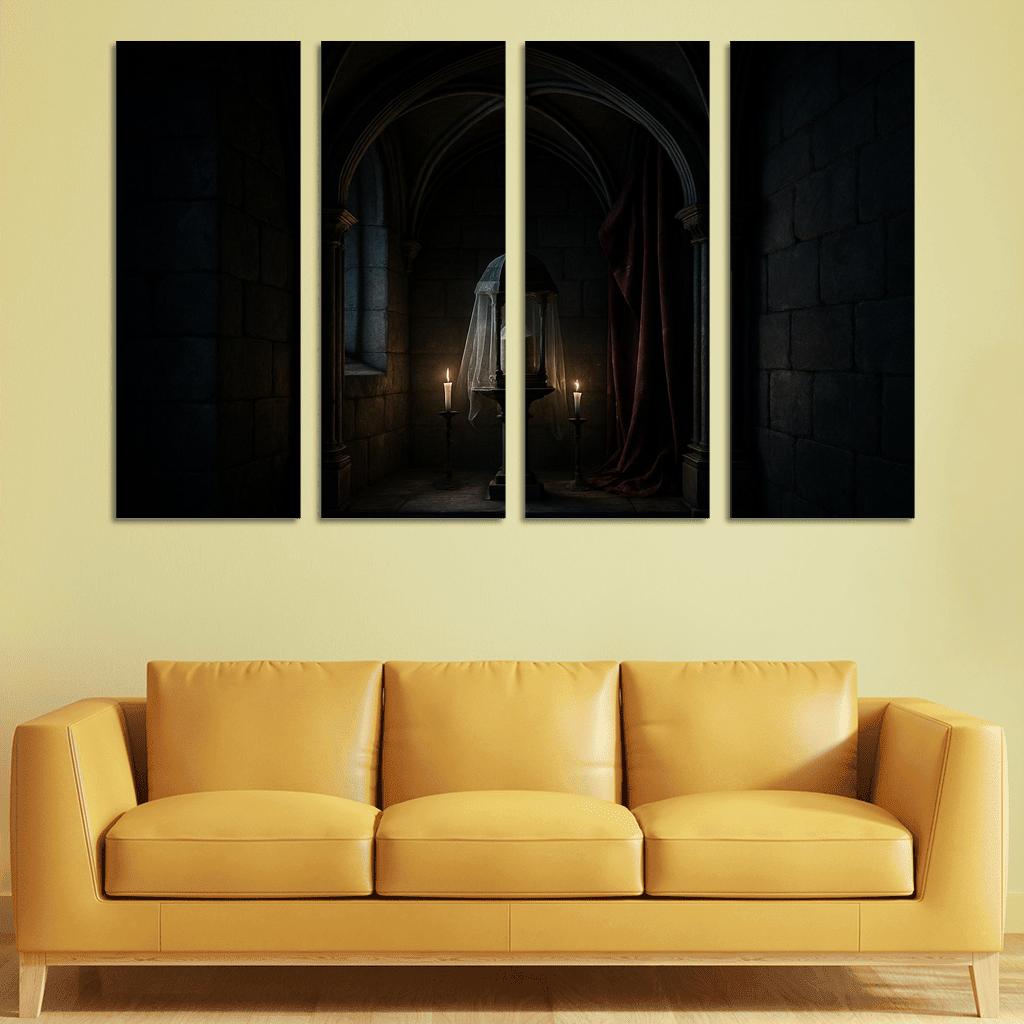 Veiled Reliquary Alcove With Ribbed Vault Shadows abstract paintings frame