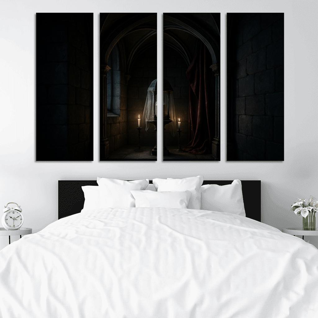 Veiled Reliquary Alcove With Ribbed Vault Shadows abstract paintings frame