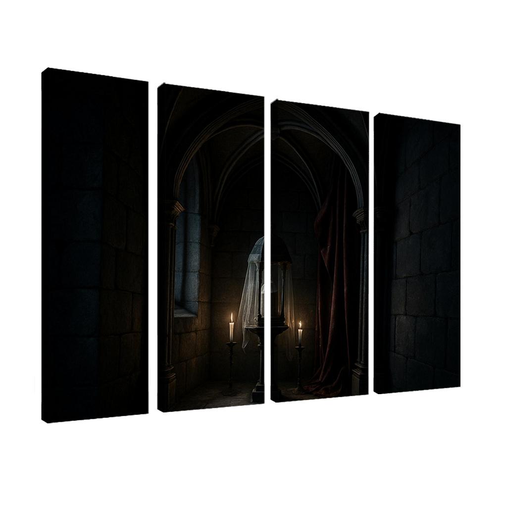 Veiled Reliquary Alcove With Ribbed Vault Shadows abstract paintings frame