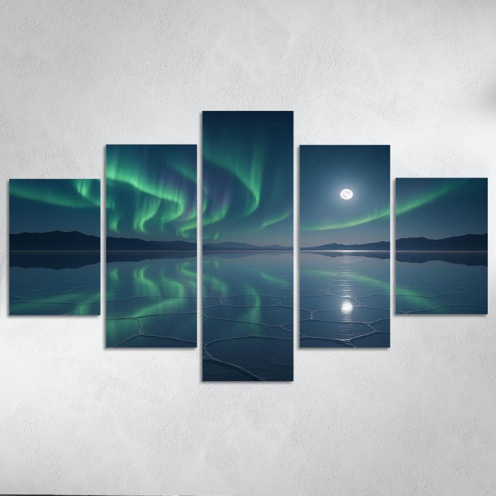 Moonlit Salt Flats Beneath A Silent Aurora canvas paintings frame