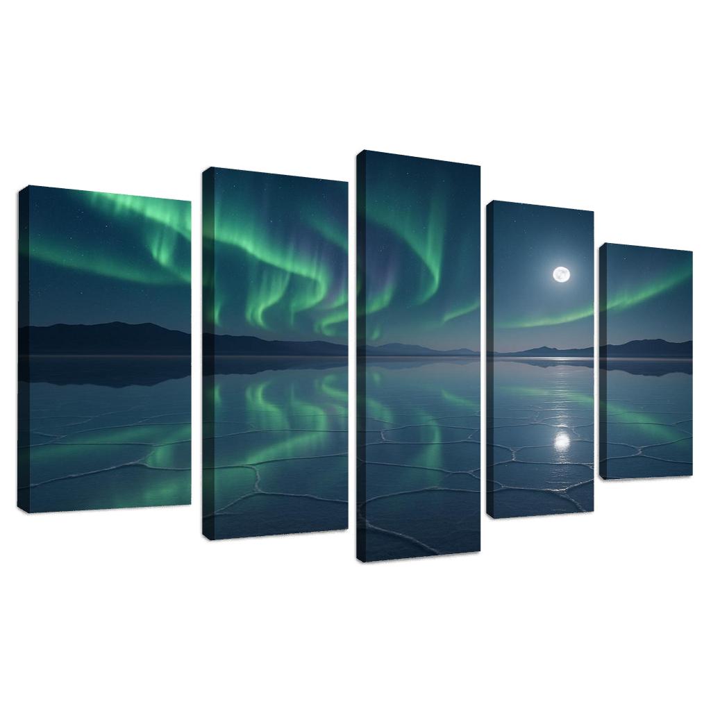 Moonlit Salt Flats Beneath A Silent Aurora canvas paintings frame