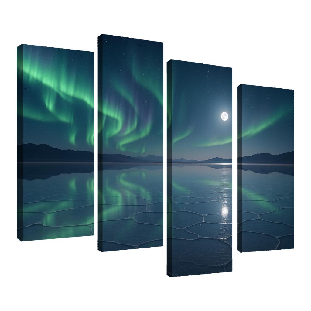 Moonlit Salt Flats Beneath A Silent Aurora canvas paintings frame