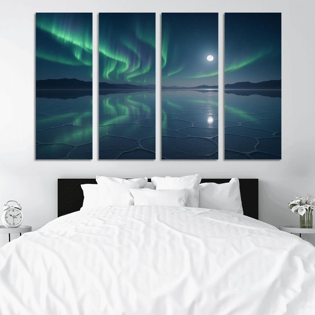 Moonlit Salt Flats Beneath A Silent Aurora canvas paintings frame