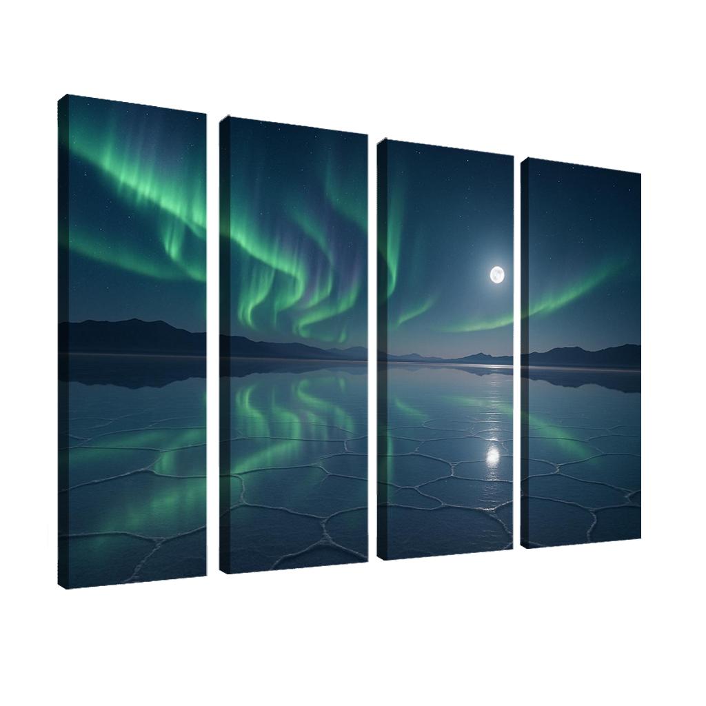 Moonlit Salt Flats Beneath A Silent Aurora canvas paintings frame