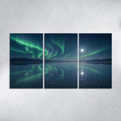 Moonlit Salt Flats Beneath A Silent Aurora canvas paintings frame