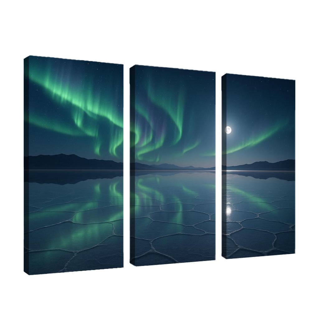 Moonlit Salt Flats Beneath A Silent Aurora canvas paintings frame