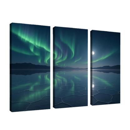 Moonlit Salt Flats Beneath A Silent Aurora canvas paintings frame