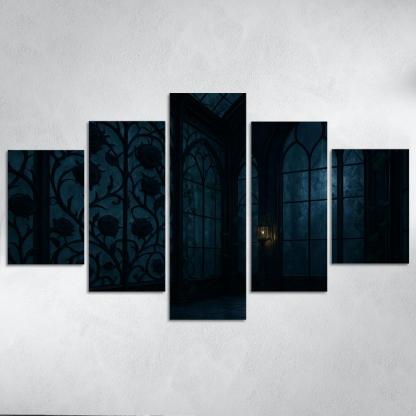 Ink Black Iron Rose Trellis In A Midnight Conservatory home decor