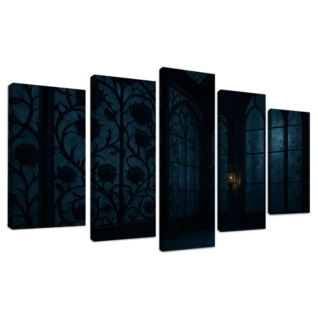 Ink Black Iron Rose Trellis In A Midnight Conservatory home decor