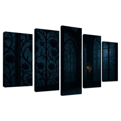 Ink Black Iron Rose Trellis In A Midnight Conservatory home decor