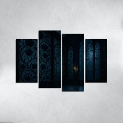 Ink Black Iron Rose Trellis In A Midnight Conservatory home decor