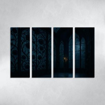 Ink Black Iron Rose Trellis In A Midnight Conservatory home decor