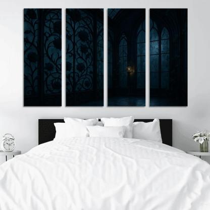 Ink Black Iron Rose Trellis In A Midnight Conservatory home decor