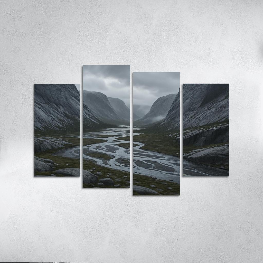 Rainwashed Granite Valley With Braided River art trends