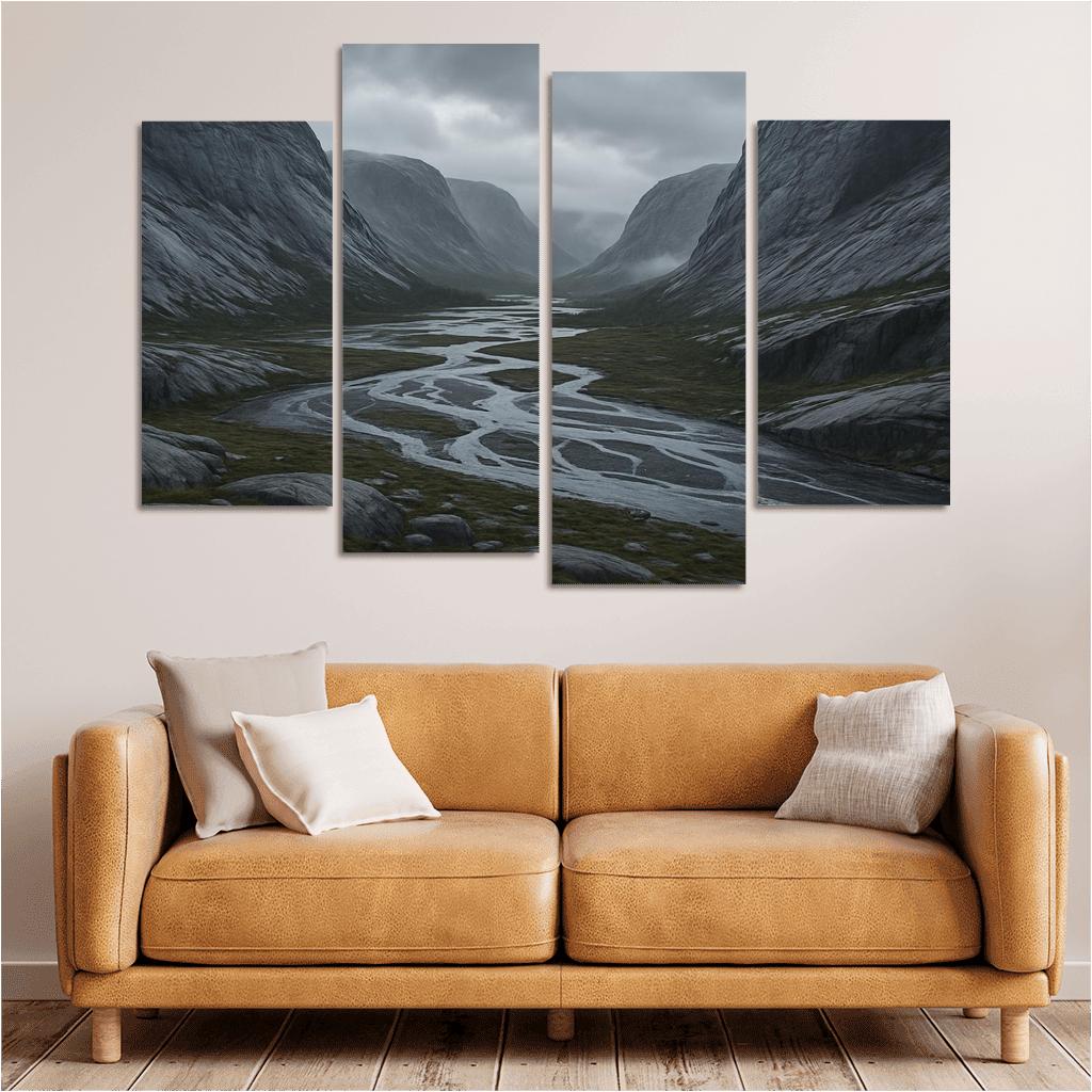 Rainwashed Granite Valley With Braided River art trends