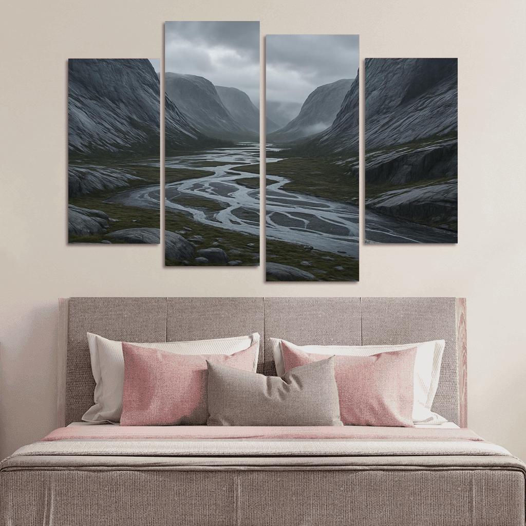 Rainwashed Granite Valley With Braided River art trends