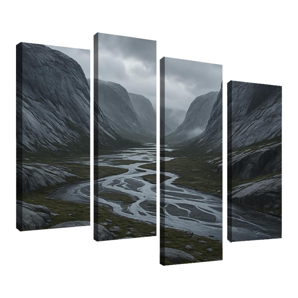 Rainwashed Granite Valley With Braided River art trends