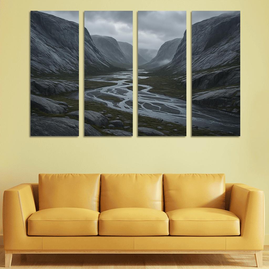 Rainwashed Granite Valley With Braided River art trends