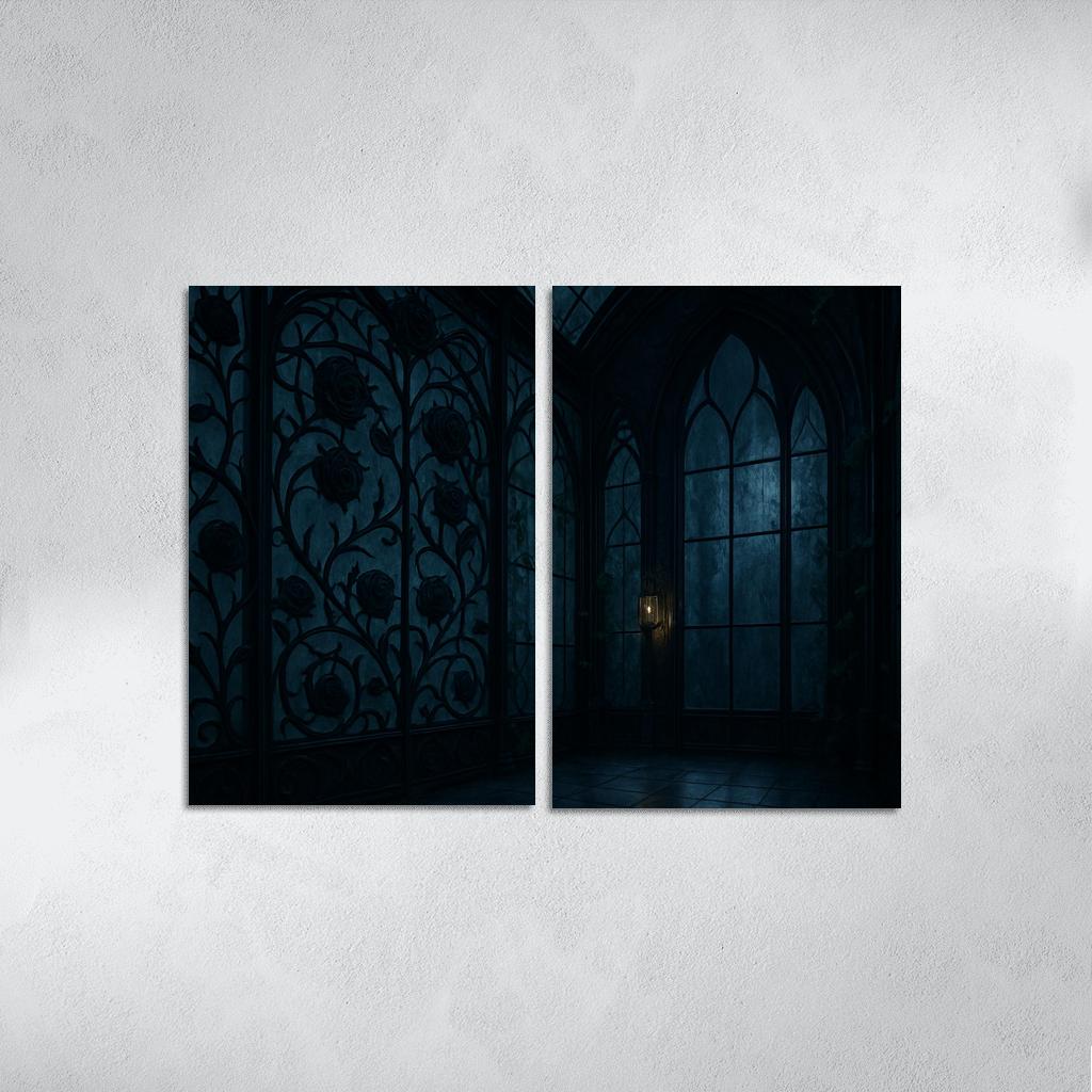 Ink Black Iron Rose Trellis In A Midnight Conservatory home decor