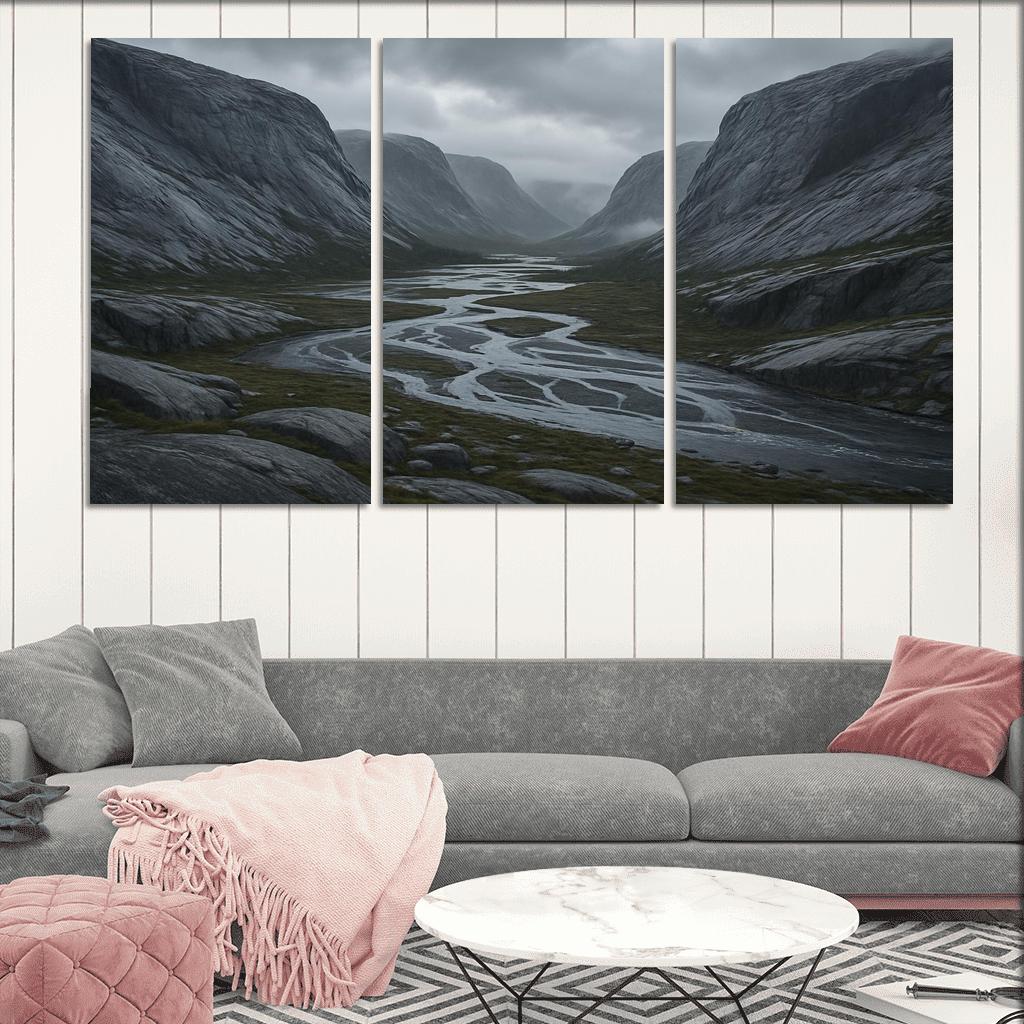 Rainwashed Granite Valley With Braided River art trends