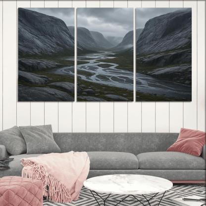 Rainwashed Granite Valley With Braided River art trends
