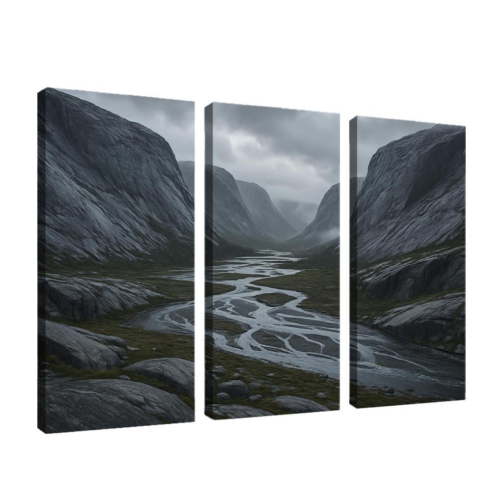 Rainwashed Granite Valley With Braided River art trends