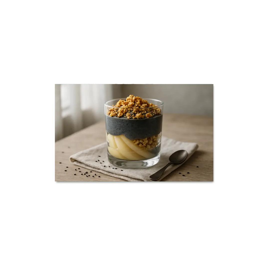 Black Sesame Pear Parfait With Ginger Maple Crumble one-piece frames