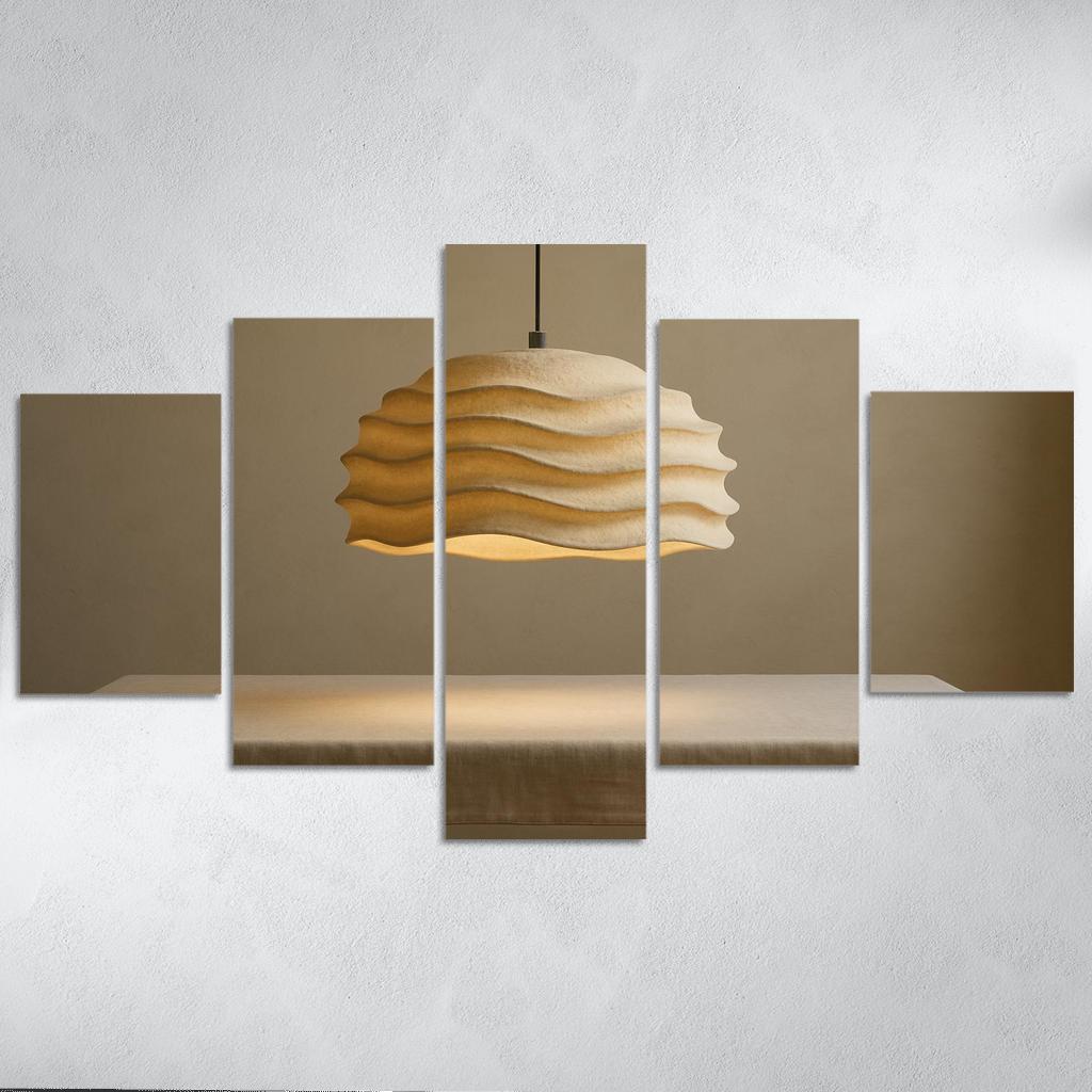 Sculptural Paper Pulp Pendant Light With Soft Ripples wall decor