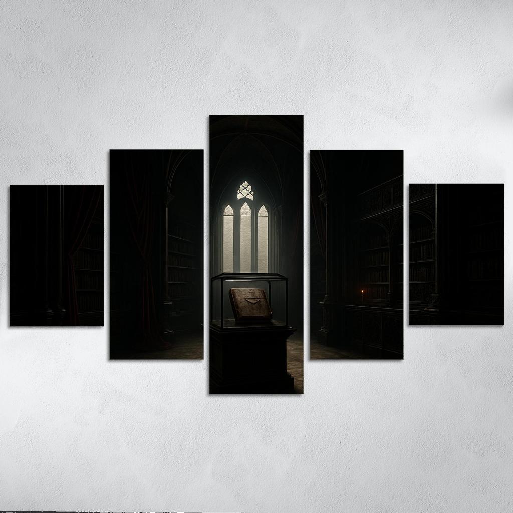 Velvet Reliquary Library With Iron Filigree canvas paintings frame