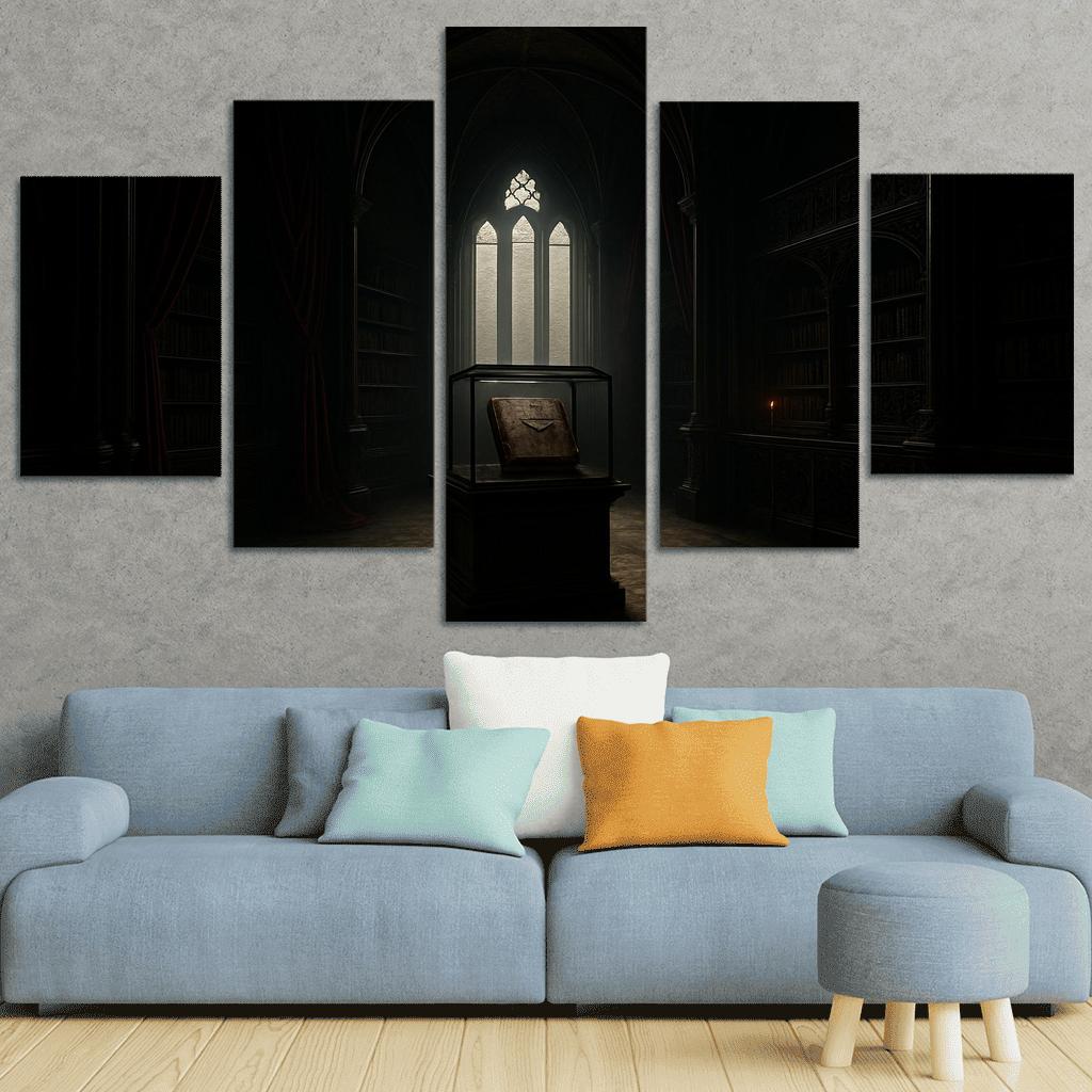 Velvet Reliquary Library With Iron Filigree canvas paintings frame