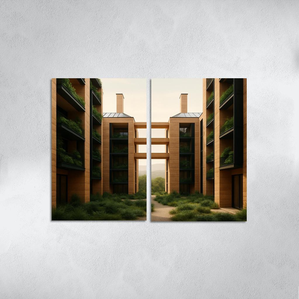 Carbon Negative Rammed Earth Atrium Towers one-piece frames